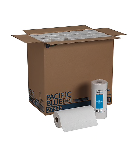 Pacific Blue Select™ Perforated Roll Towel by GP PRO, 2-Ply, White, 85 Sheets/Roll, 30 Rolls/Carton (27385)
