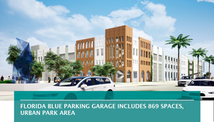 Florida Blue parking garage includes 869 spaces, urban park area