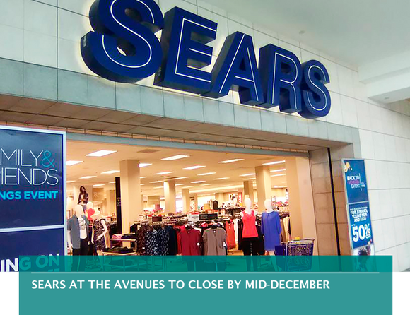 Sears at The Avenues to close by mid-December