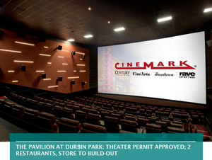 THE PAVILION AT DURBIN PARK: THEATER PERMIT APPROVED; 2 RESTAURANTS, STORE TO BUILD-OUT