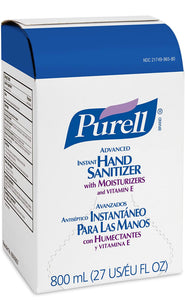 PURELL Advanced Hand Sanitizer Gel, 800 mL Hand Sanitizer Gel Refill for GOJO 800 Series Bag-in-Box Push-Style Dispenser (Pack of 12) – 9657-12,Clear