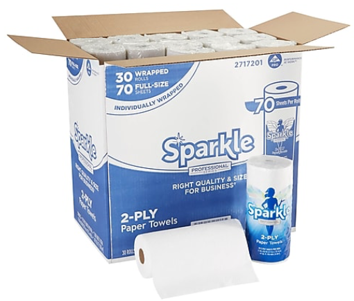 Sparkle Professional Series® Perforated Kitchen Paper Towel Rolls by GP PRO, 2-Ply, 70 Towels/Roll, 30 Rolls/Carton