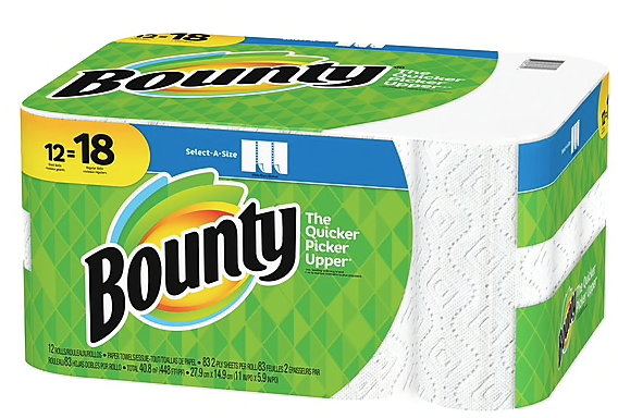 Bounty® Select-A-Size™ Paper Towels, 2-Ply, White, 83 Sheets/Roll, 12 Giant Rolls/Carton **Backordered until: Tuesday, Apr 21, 2020**