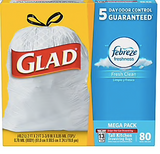 Glad OdorShield Tall Kitchen Drawstring Trash Bags - Fresh Clean - 13 Gallon - 80 Count