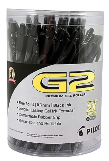 Pilot G2 Premium Retractable Gel Roller Pens, Fine Point, Black, 36/Pack