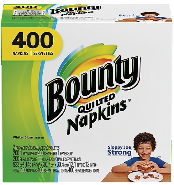 Bounty® Quilted Napkins, 1-Ply, 400/Pack