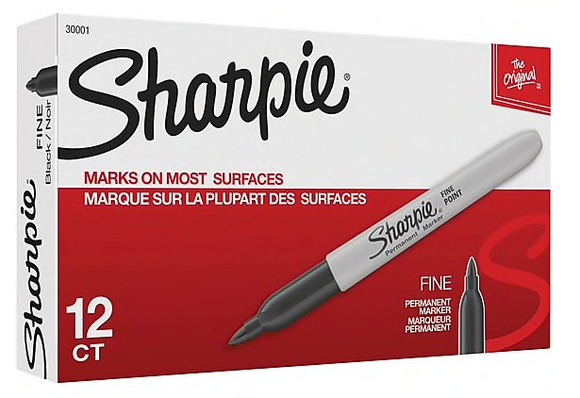 Sharpie® Fine Point Permanent Markers, Black, 1/Dz (30001)