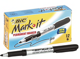 BIC Mark-it Permanent Marker, Fine Point Tip, Black, Dozen (31531/GPM11BK)