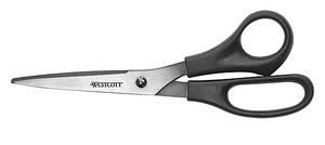 Westcott® All Purpose Value Shears Straight Scissors, Black, 8"