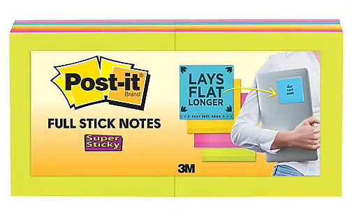 Post-it® Super Sticky Full Adhesive Notes, 3