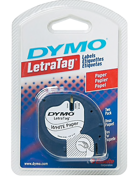 DYMO LetraTag LT Label, White Paper, 1/2