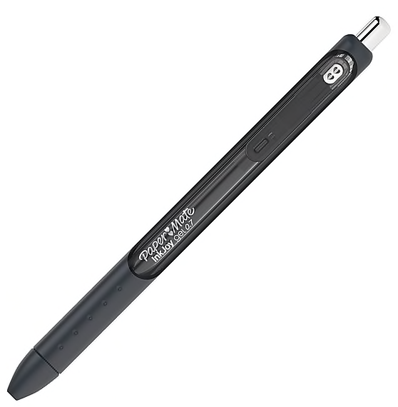 Paper Mate InkJoy Gel Retractable Pen, 0.7 mm Point Size, Black Gel-based Ink, Black Barrel, 10/Pack