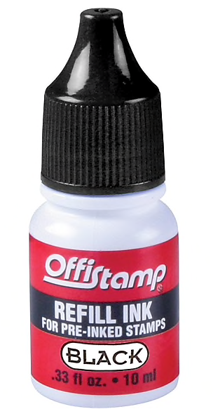 Offistamp® Pre-Inked Stamps Refill Ink, Black