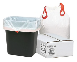 Webster Industries Draw 'N Tie® Trash Bags, White, 13 Gallon, 200 Bags/Box