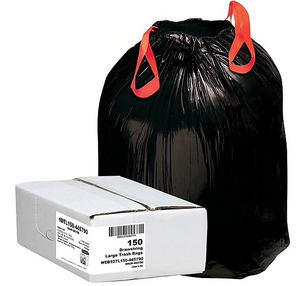 Webster Industries® Draw 'N Tie Can Liners®, 33 Gallon, 1.2 mil., Black, 33" x 40", 150/Ct