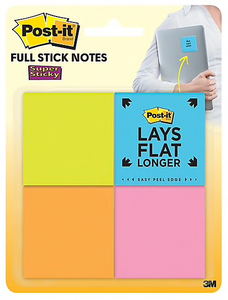 Post-it® Super Sticky Full Adhesive Notes, 2" x 2" Rio De Janeiro Collection, 25 Sheets/Pad, 8 Pads/Pack (F220-8SSAU)