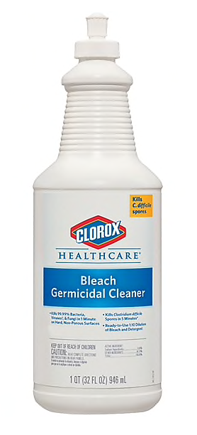 Clorox Healthcare® Bleach Germicidal Cleaner, Pull-Top Bottle, 32 Oz., 6/Carton