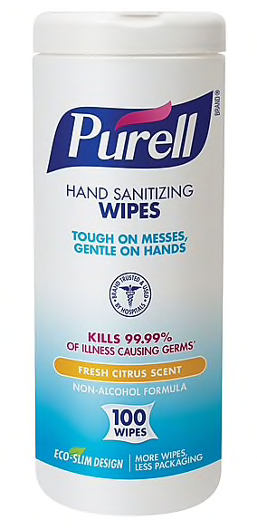 Purell® Hand Sanitizing Wipes, 100 Wipes/Tub