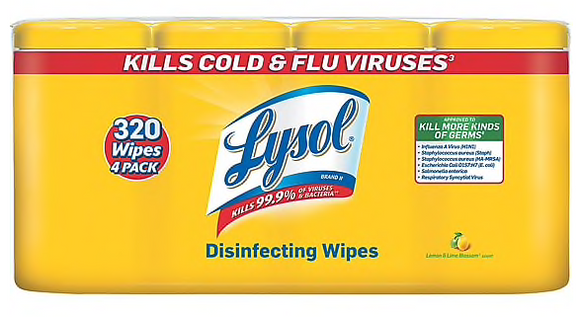80 Wipes/Canister, 4/Pack,Lysol® Disinfecting Wipes, Lemon & Lime Blossom® Scent