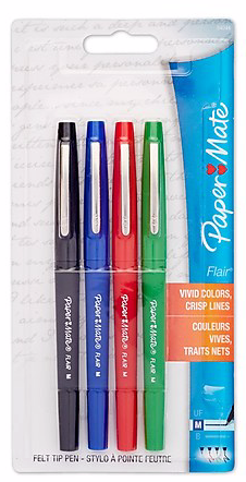 Paper Mate® Flair® Felt-Tip Pens, Medium Point, Assorted Colors, 4/pk –  Keen On Klean Solutions