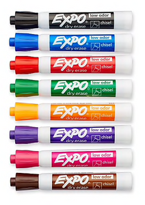 Expo® Low Odor Dry-Erase Markers, Chisel Tip, Assorted, 8/pk