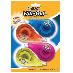 BIC Wite-Out EZ Correct Correction Tape, 4/Pack (50589)