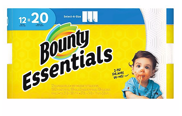 Bounty Essentials Select-A-Size Paper Towels, 2-Ply, 104 Sheets/Roll, 12 Rolls/Pack ***Backordered until: Monday, Apr 13*** (74647)