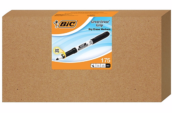 BIC Great Erase Grip Fine Point Dry Erase Marker, Black, 175/Carton (GDE175-BLK)