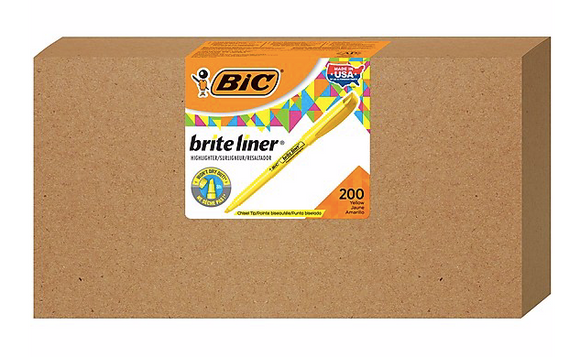 BIC Brite Liner Pocket Highlighter, Chisel, Yellow, 200/Count (BL200-YEL)