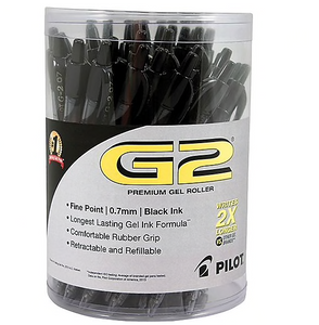 Pilot G2 Premium Retractable Gel Roller Pens, Fine Point, Black, 36/Pack (84065)