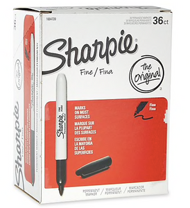 Sharpie® Permanent Markers, Fine Point, Black, 36/Pack (1884739)