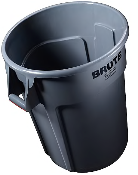 Rubbermaid® Brute® Vented Round Trash Receptacle, 44 Gallons, Gray