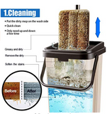 Self Wash & Dry Mop with 2 Pcs Mop Heads Free Hand Wash Microfiber Flat Mop and Bucket System