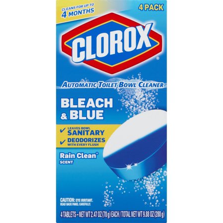 Clorox Automatic Toilet Bowl Cleaner, Bleach & Blue, Rain Clean Scent, 2.47 Ounces, 1 Pack, 12/Ct