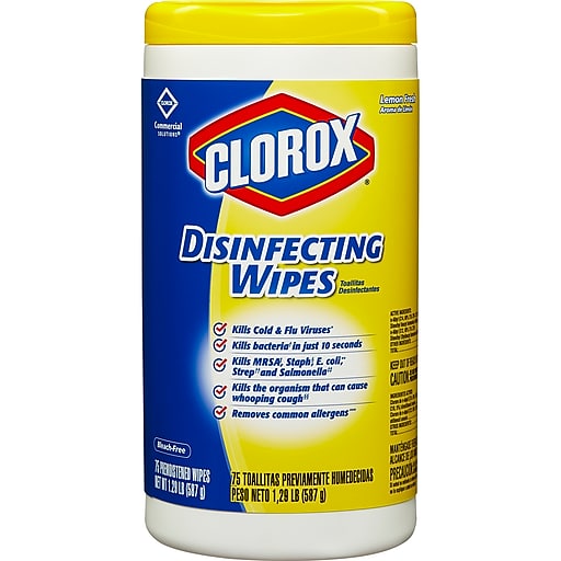 Clorox® Commercial Disinfecting Wipe, Lemon Fresh, 75 Count Canister, 6 Canister/Case