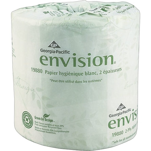 Georgia-Pacific Envision® Bath Tissue, Inner Wrapped, 2-Ply, 550 Sheets per Roll, 80/CT. ***Backordered until: Tuesday, Mar 31***